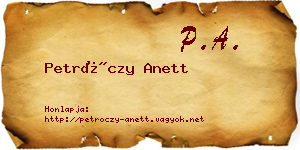 Petróczy Anett névjegykártya