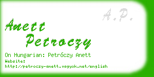 anett petroczy business card